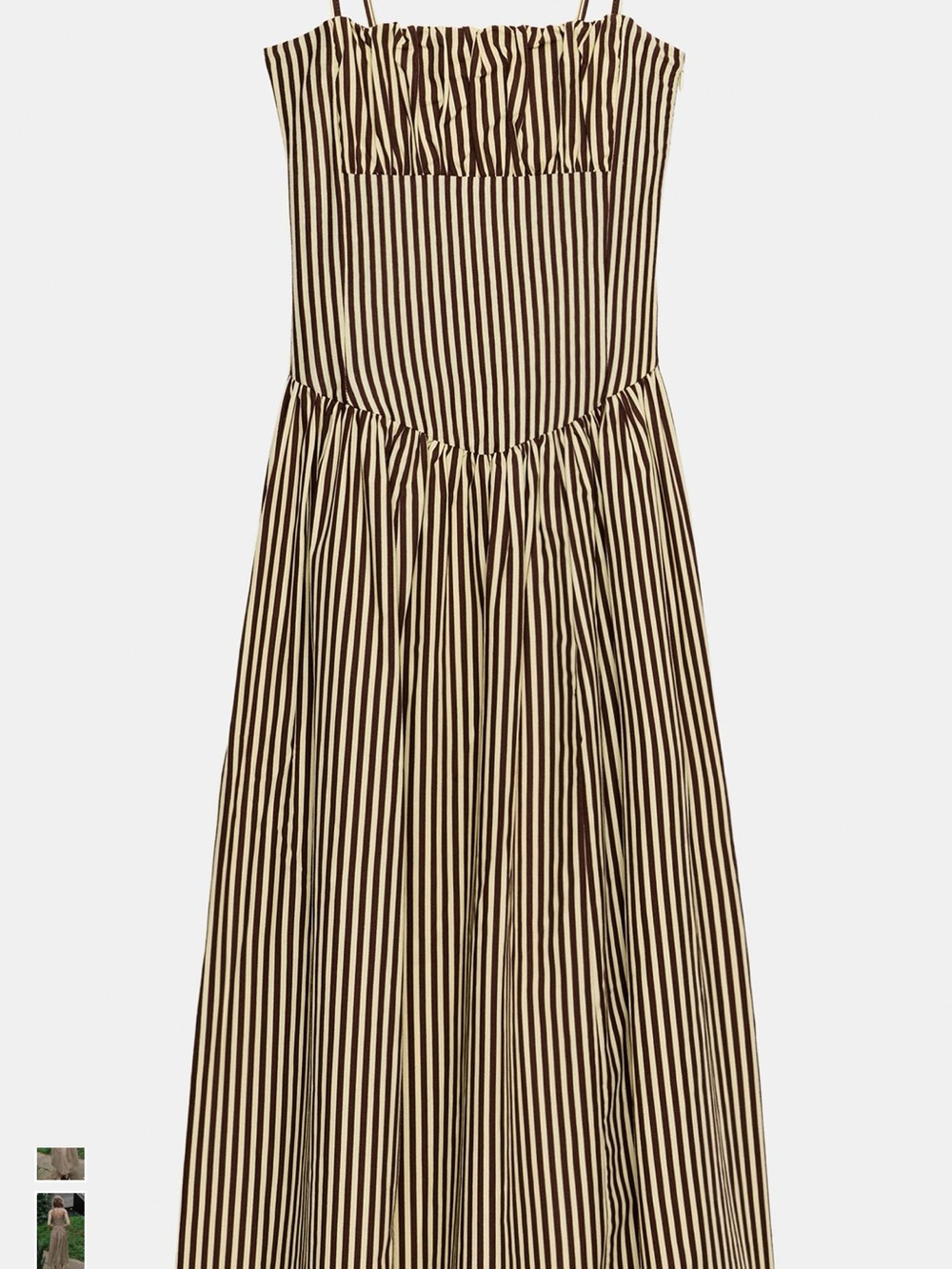 Zara Brown and Cream Striped Spaghetti Strap Maxi Dress - Picture 1 of 2